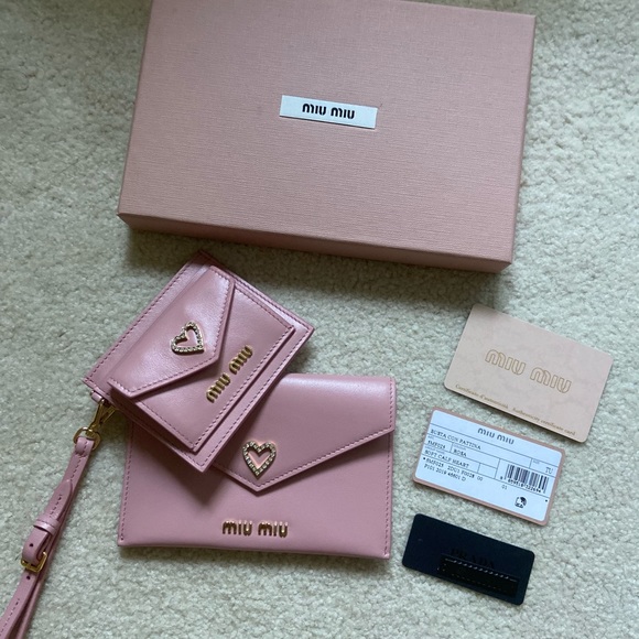 Miu Miu Handbags - Miu Miu pink wristlet+ card case set